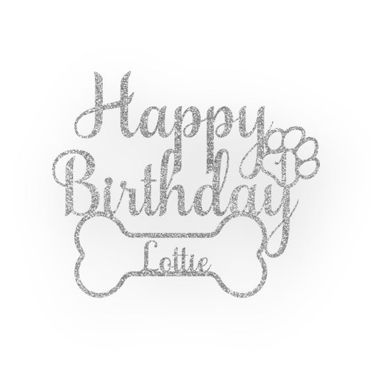 Custom dog birthday cake topper personalised gold, silver, pink, blue - 5